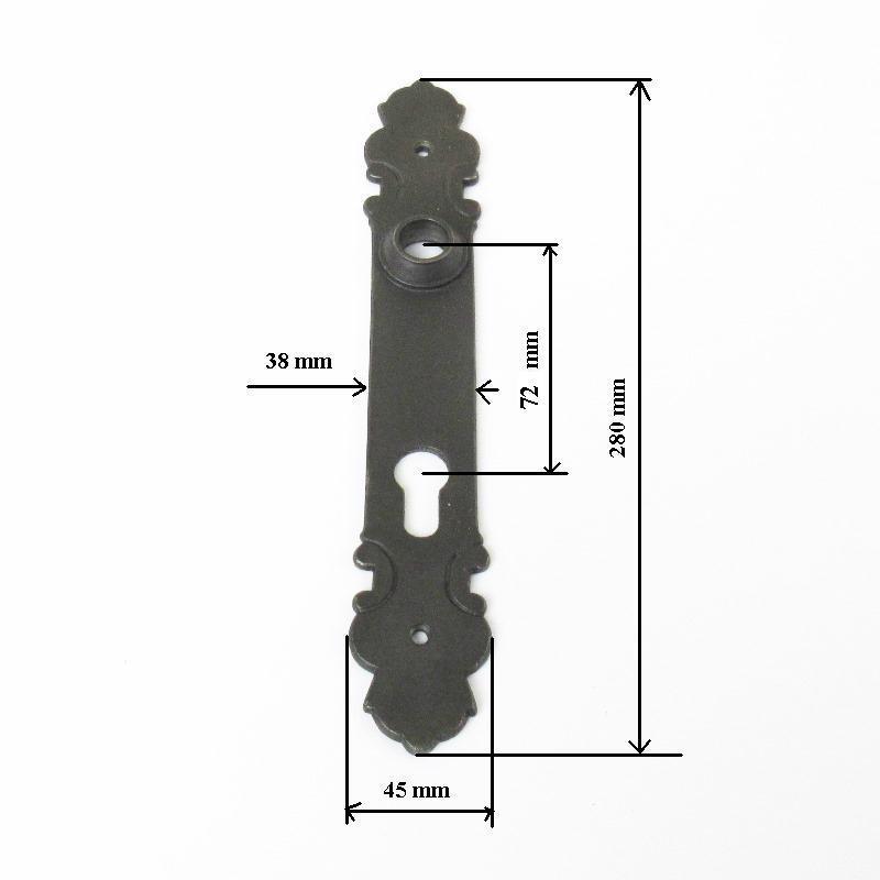 63-3a-AE Wohnungseingangs-Türbeschlag PZ-72 mm Messing antik 